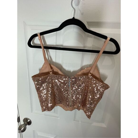 Fashion Nova women’s sequined top peach size medium - Picture 2 of 6